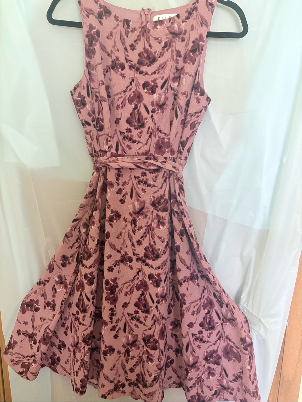 Elle Mauve-Pink Floral Midi Dress